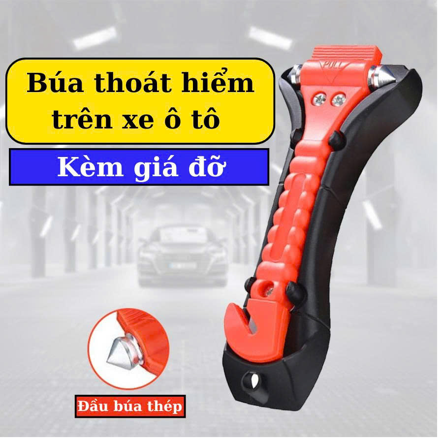 Búa phá kính ô tô GCAR chất liệu thép Cacbon Kèm Đầu Dao Cắt dây bảo hiểm an toàn