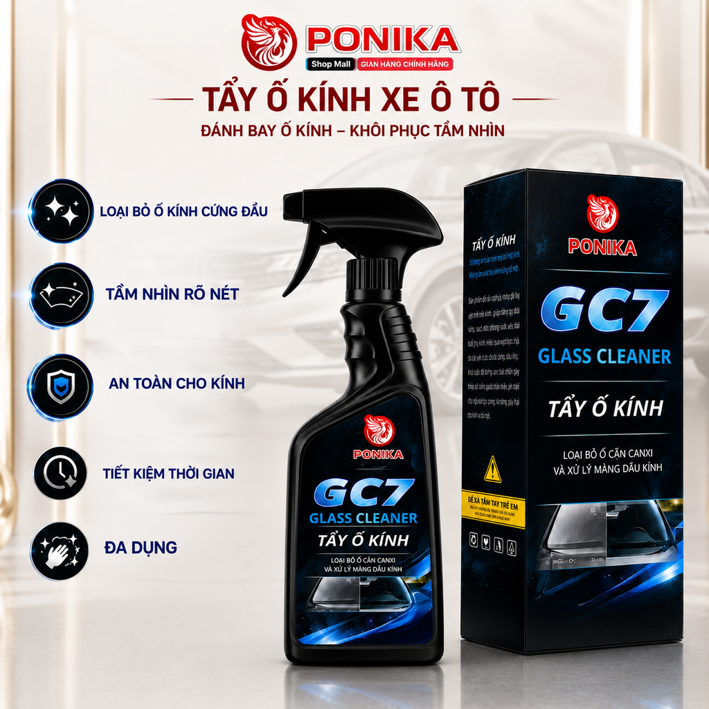 Tẩy Ố Kính Ô Tô GC7 Chính Hãng - Làm Sạch Vết Ố Nước, Kính Trong Suốt, Đánh Bóng Kính Xe Hiệu Quả