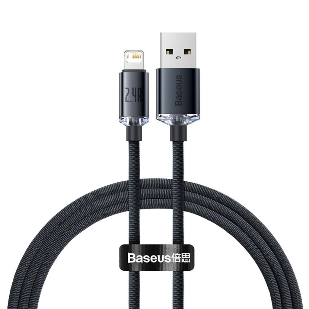 Cáp Sạc Baseus Crystal Shine USB to Ln 2.4A | Bện Vải Thời Trang, Bền Bỉ 1.2m/2m