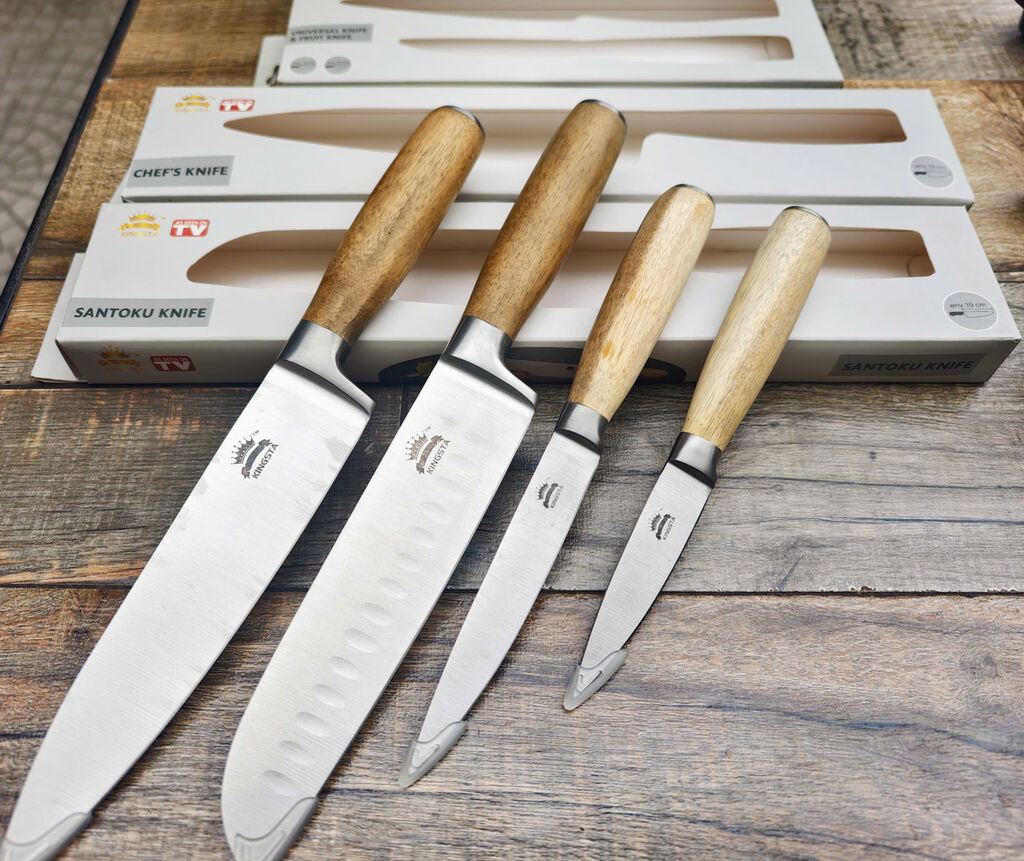 Bộ 4 dao cán gỗ Kingsta chính hãng 