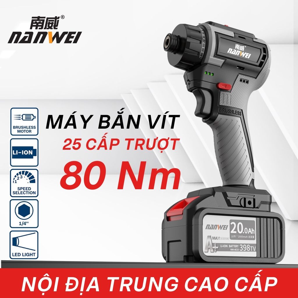 (NỘI ĐỊA TRUNG) Máy Bắn Vít Nanwei 25 Cấp Trượt - Dùng Pin Dung Lượng Cao - Chuyên Bắn Vít