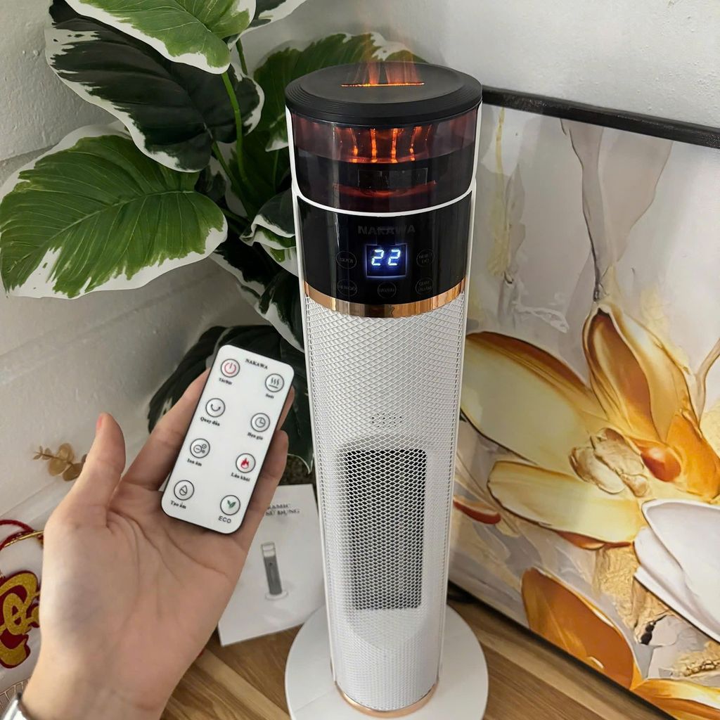 Quạt Sưởi Gốm Nakawa PTC Ceramic Hiệu Ứng Lửa Khói – Sưởi Ấm Nhanh, An Toàn,Tiết Kiệm Điện 2000W