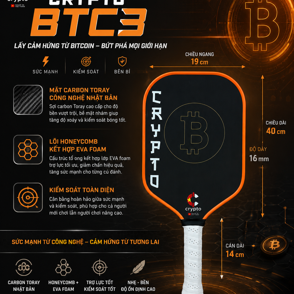 Vợt Pickleball Crypto BTC ver 3
