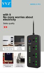 Ổ cắm điện thông minh 4 ổ cắm, 8 cổng usb, 2 cổng PD chính hãng VVZ, Model: V…