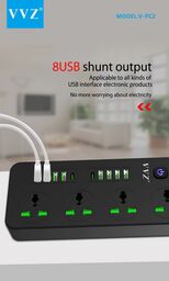 Ổ cắm điện thông minh 4 ổ cắm, 8 cổng usb, 2 cổng PD chính hãng VVZ, Model: V…