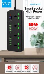 Ổ cắm điện thông minh 4 ổ cắm, 8 cổng usb, 2 cổng PD chính hãng VVZ, Model: V…
