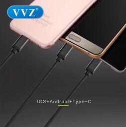 Cáp 3 đầu đa năng Lightning, Micro, Type C, hãng VVZ, Model: V - S05