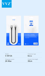 Cáp 30cm chân Micro, Type C, iPhone dây dù hãng VVZ, model: V - M15A