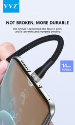 Cáp 30cm chân Micro, Type C, iPhone dây dù hãng VVZ, model: V - M15A