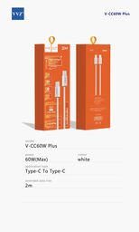 Cáp C to C dài 2 mét hãng VVZ, sạc siêu nhanh 60w, Model: V - CC60w Plus