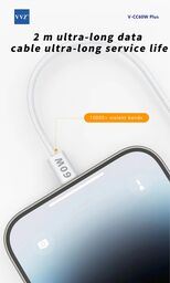 Cáp C to C dài 2 mét hãng VVZ, sạc siêu nhanh 60w, Model: V - CC60w Plus