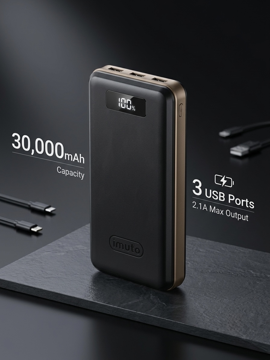 SẠC DỰ PHÒNG iMUTO 30.000MAH 3 CỔNG SẠC