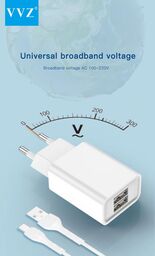 Bộ sạc 2 cổng 2.4A Chân Micro, Type C, iPhone chính hãng VVZ, Model: V - C73
