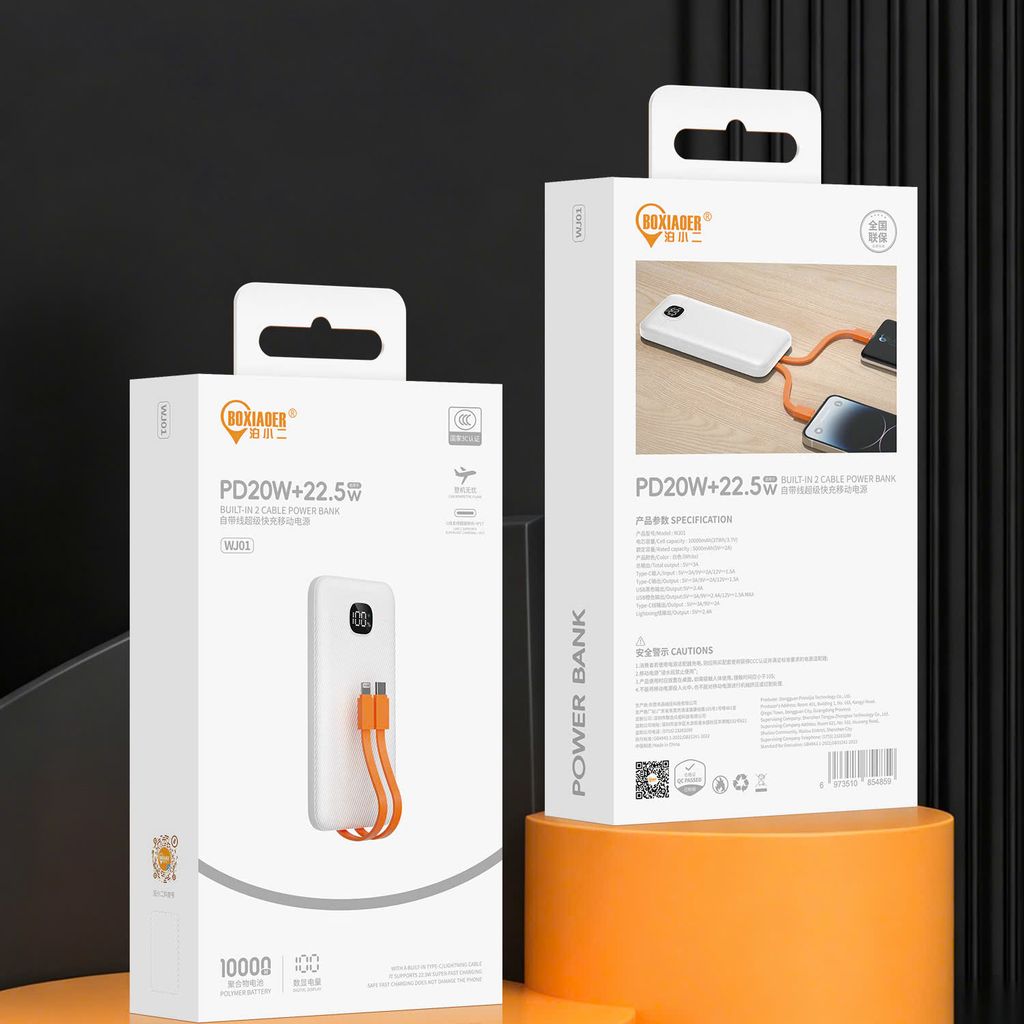 Sạc dự phòng hãng BXE 10.000Mah kèm 2 dây sạc nhanh Xiaomi Vivo Oppo, model: WJ-01