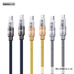 Cáp sạc nhanh bọc dù REMAX RC-C129 C-L 1.2M 30W (Type C To Lightning) có đèn báo