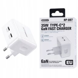Củ sạc nhanh REMAX RP-U87 GaN 35W PD+QC 2 cổng Type C