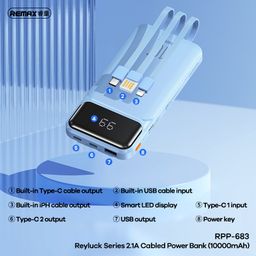 Pin sạc dự phòng REMAX RPP-683 10000mAh tích hợp 3 cáp 2.1A