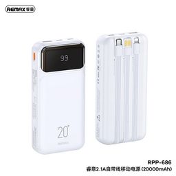 Pin sạc dự phòng REMAX RPP-686 20000mAh tích hợp 3 cáp 2.1A