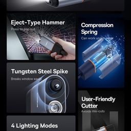 Dụng Cụ Búa Thoát Hiểm Khẩn Cấp 3 Trong 1 Có Đèn LED Hiệu Baseus SharpTool Ser…