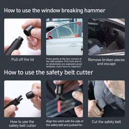 Dụng cụ sinh tồn , búa thoát hiểm Baseus Sharp Tool Safety Hammer (tích hợp Da…