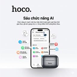 Tai nghe AI phiên dịch thông minh Bluetooth V5.4 Hoco EQ27 (AI) ANC +ENC ,Dịch…