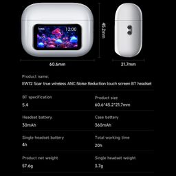 Tai Nghe Hoco EW72 Lite Soar Có Màn Hình LED Cảm Ứng Chống Ồn ANC Pin Bền Blue…