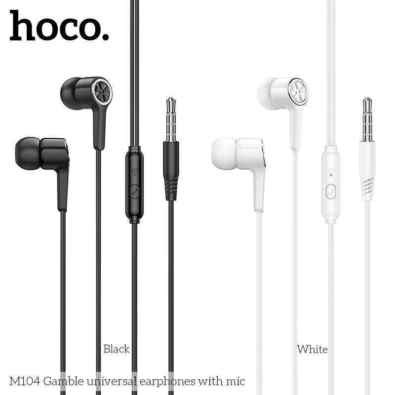 Tai Nghe Dây Hoco M104, Có Nút Đệm Chống Đau Tai, Dây Dài 1.2m, Jack 3.5mm, Micro Đàm Thoại