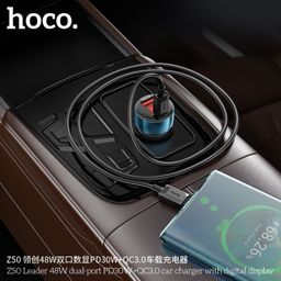 Tẩu Sạc Ô Tô Hoco Z50 Sạc Nhanh 48W 2 Cổng Type C USB Màn Hình LED Điện Áp Cao…