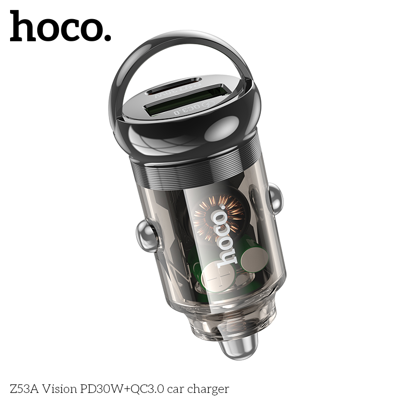 Tẩu Sạc Ô Tô Hoco Z53A Sạc Nhanh 30W 2 Cổng Type C USB Vỏ Hợp Kim Nhôm Siêu Nhỏ Gọn