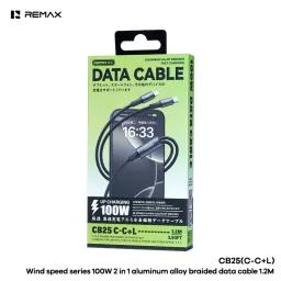 Cáp sạc nhanh REMAX Wind speed 100W 2 in 1 Aluminum alloy braided data cable C…
