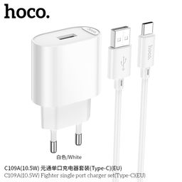 Bộ Củ Cáp HOCO C109A (EU) Fighter 10.5W - Cáp 1m Chuẩn EU – Sạc Ổn Định Cho Mọ…