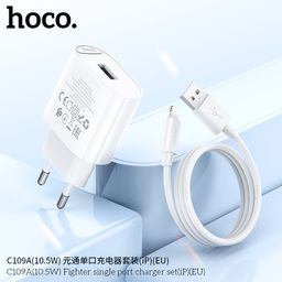 Bộ Củ Cáp HOCO C109A (EU) Fighter 10.5W - Cáp 1m Chuẩn EU – Sạc Ổn Định Cho Mọ…