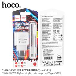 Bộ Củ Cáp HOCO C109A (EU) Fighter 10.5W - Cáp 1m Chuẩn EU – Sạc Ổn Định Cho Mọ…