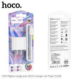 Bộ Củ Cáp HOCO C109-C109A Cáp 1m Chuẩn US/EU, Sạc Ổn Định Cho Mọi Thiết Bị