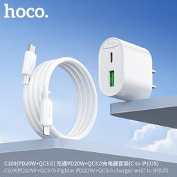 Bộ Sạc Nhanh HOCO C109 (US) Fighter- Sạc Nhanh PD20W-QC3.0 - Sạc Ổn Định Cho M…