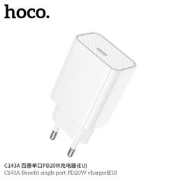 Củ Sạc Hoco C143/C143A (US/EU) PD20W Cổng Type-C Thiết Kế Nhỏ Gọn, Hỗ trợ Sạc…