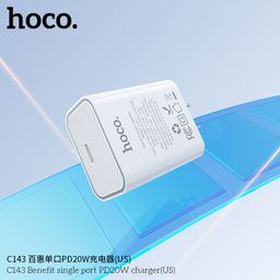 Củ Sạc Hoco C143/C143A (US/EU) PD20W Cổng Type-C Thiết Kế Nhỏ Gọn, Hỗ trợ Sạc…