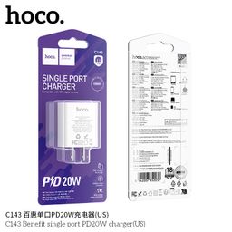 Củ Sạc Hoco C143/C143A (US/EU) PD20W Cổng Type-C Thiết Kế Nhỏ Gọn, Hỗ trợ Sạc…