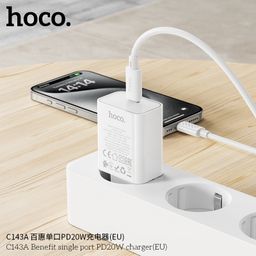 Củ Sạc Hoco C143/C143A (US/EU) PD20W Cổng Type-C Thiết Kế Nhỏ Gọn, Hỗ trợ Sạc…