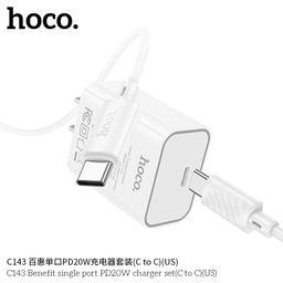 Bộ Sạc Nhanh Hoco C143/C143A (US&EU) PD20W Kèm Cáp 1M, Sạc Nhanh Ổn Định, Thiế…