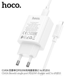 Bộ Sạc Nhanh Hoco C143/C143A (US&EU) PD20W Kèm Cáp 1M, Sạc Nhanh Ổn Định, Thiế…