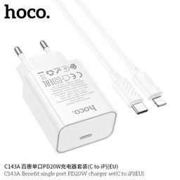 Bộ Sạc Nhanh Hoco C143/C143A (US&EU) PD20W Kèm Cáp 1M, Sạc Nhanh Ổn Định, Thiế…