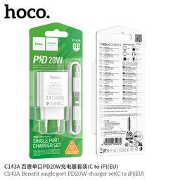 Bộ Sạc Nhanh Hoco C143/C143A (US&EU) PD20W Kèm Cáp 1M, Sạc Nhanh Ổn Định, Thiế…