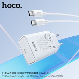 Bộ Sạc Nhanh Hoco C143/C143A (US&EU) PD20W Kèm Cáp 1M, Sạc Nhanh Ổn Định, Thiế…
