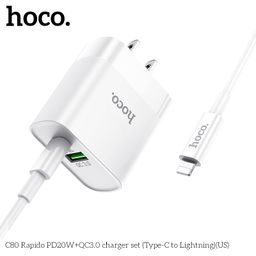 Củ Sạc Nhanh Hoco C80/C80 Plus (US) PD20W QC3.0 Nhỏ Gọn Hỗ Trợ Sạc Nhanh Cho N…