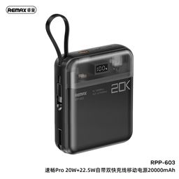 Sạc dự phòng REMAX RPP-603 20.000mAh sạc nhanh 22.5W tích hợp 2 cáp typeC và I…