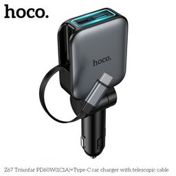 Tẩu Sạc Xe Hơi HOCO Z67/Z67A PD60W - Sạc Nhanh - Kèm Cáp Rút Đa Năng, Tiện Lợi…