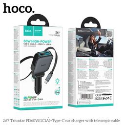 Tẩu Sạc Xe Hơi HOCO Z67/Z67A PD60W - Sạc Nhanh - Kèm Cáp Rút Đa Năng, Tiện Lợi…