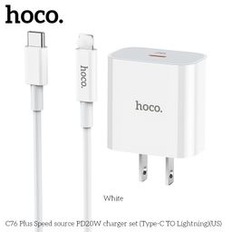 Combo Củ Sạc Và Cáp Hoco C76 Plus - C To iP 1M, Sạc Nhanh PD20W, Nhỏ Gọn Tiện…