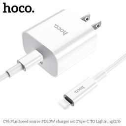 Combo Củ Sạc Và Cáp Hoco C76 Plus - C To iP 1M, Sạc Nhanh PD20W, Nhỏ Gọn Tiện…